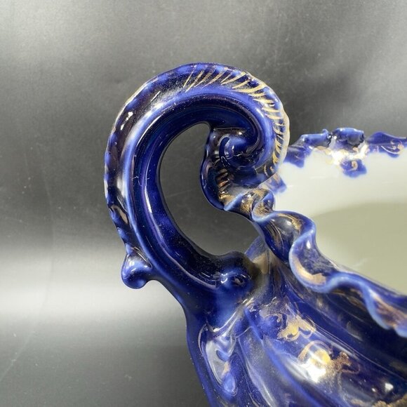 Antique Fine Porcelain Vase Vessel Footed Dish Bowl W Handles Decorated Ceramic - Picture 15 of 16